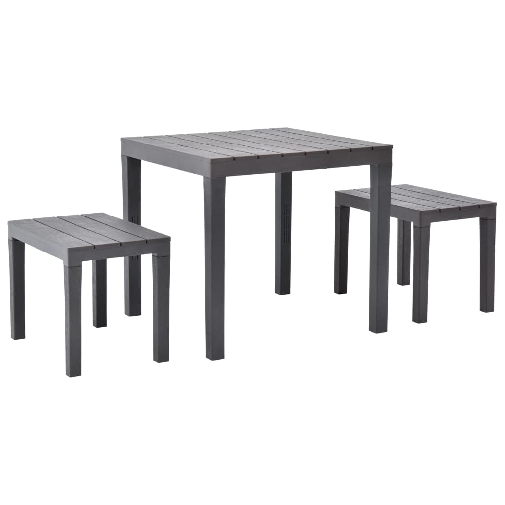Tavolo da Giardino con 2 Panche in Plastica Antracite